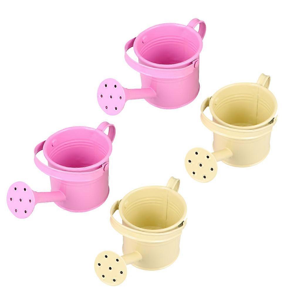 Pink Gardening Watering Can Set 4 Pieces Long Spout for Indoor Outdoor Plants Succulents Iron Sheet