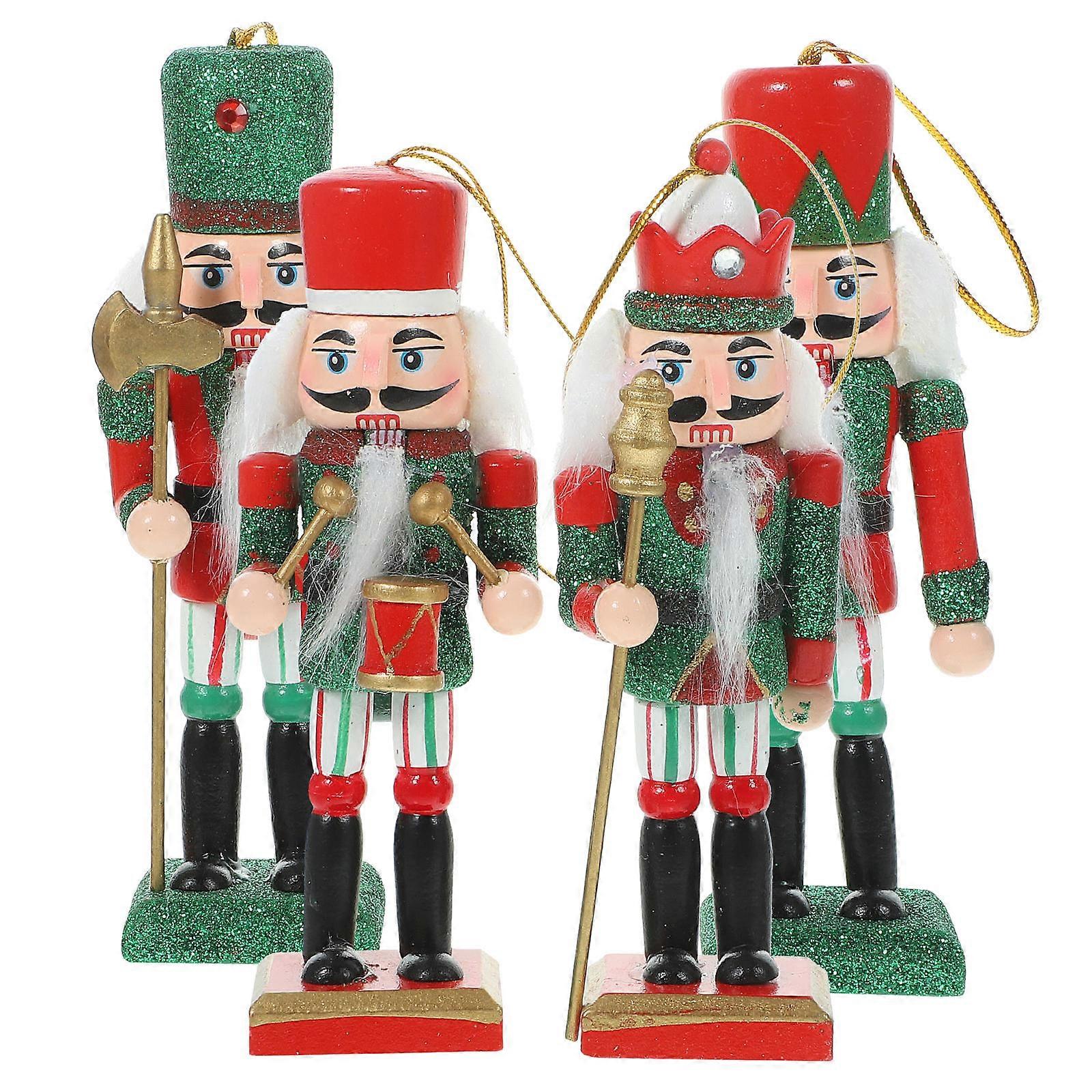 Karácsonyi diótörő katona díszek klasszikus karácsonyi téma piros 12cm-es ajándék család 4db