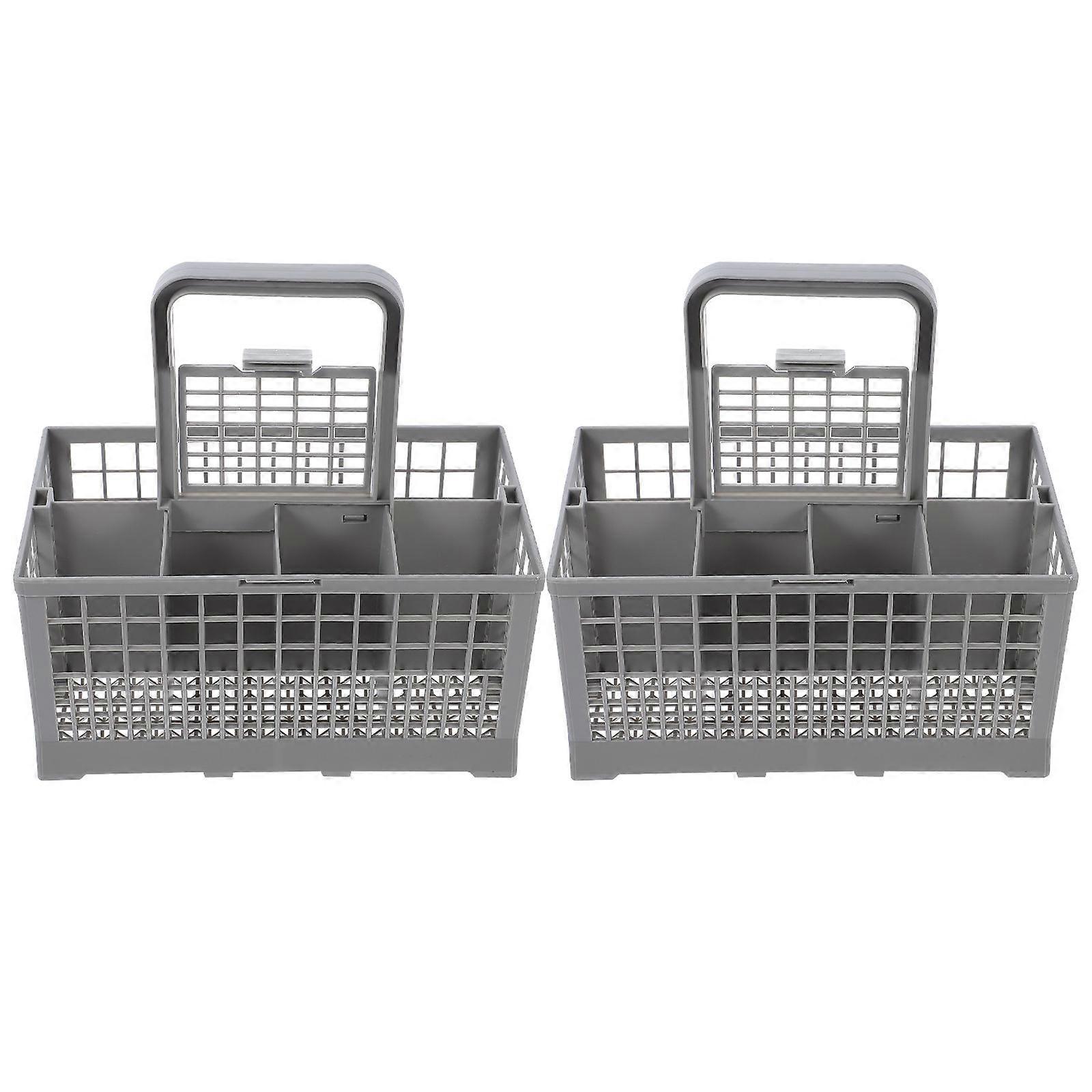 Silverware Organizer Tableware Storage Box Dishwasher Compatible White Rectangular Shape Simple Structure 2Pcs