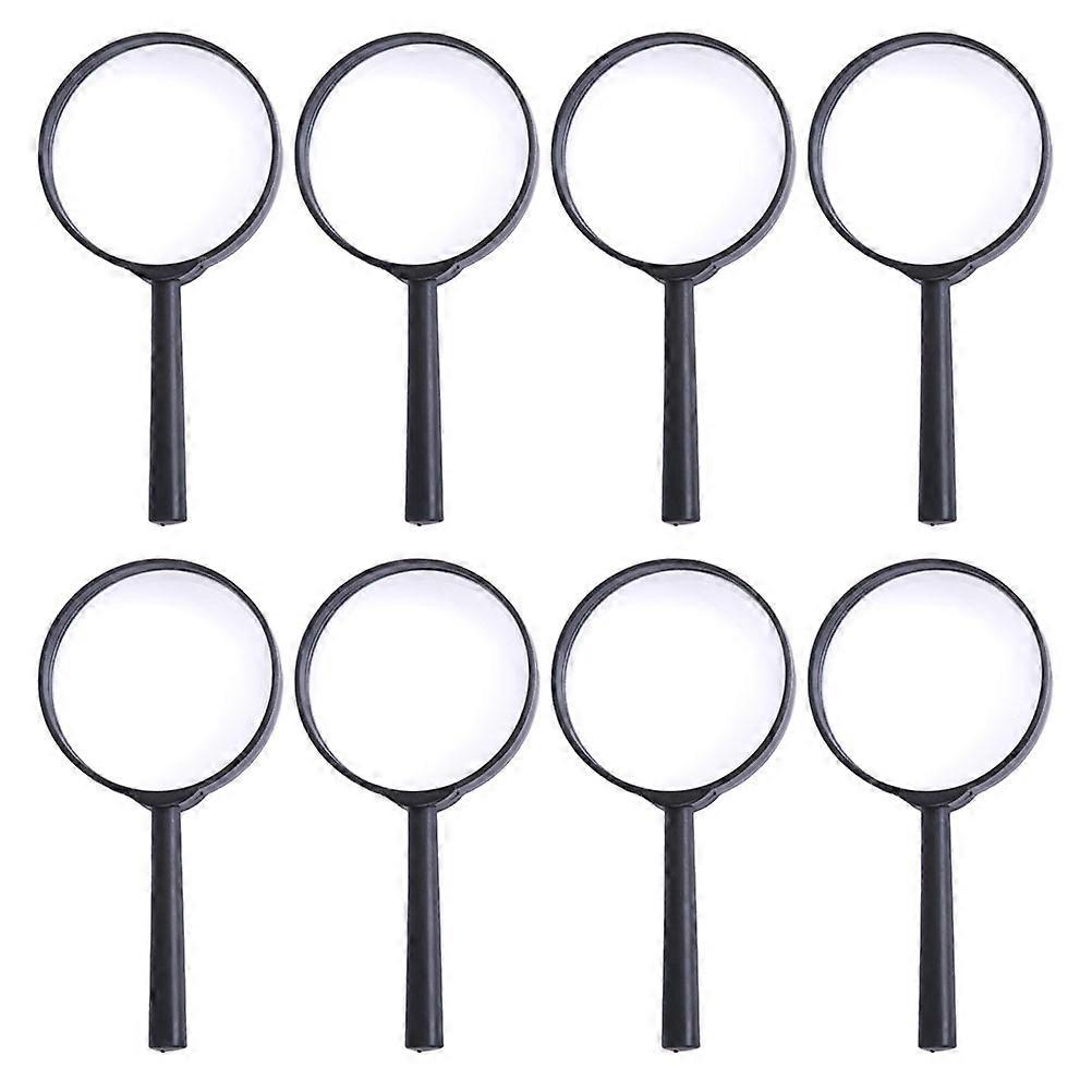 Handheld Reading Magnifier For Books Kids Magnifying Glass Simple Design Portable Outdoor Activities 8Pcs