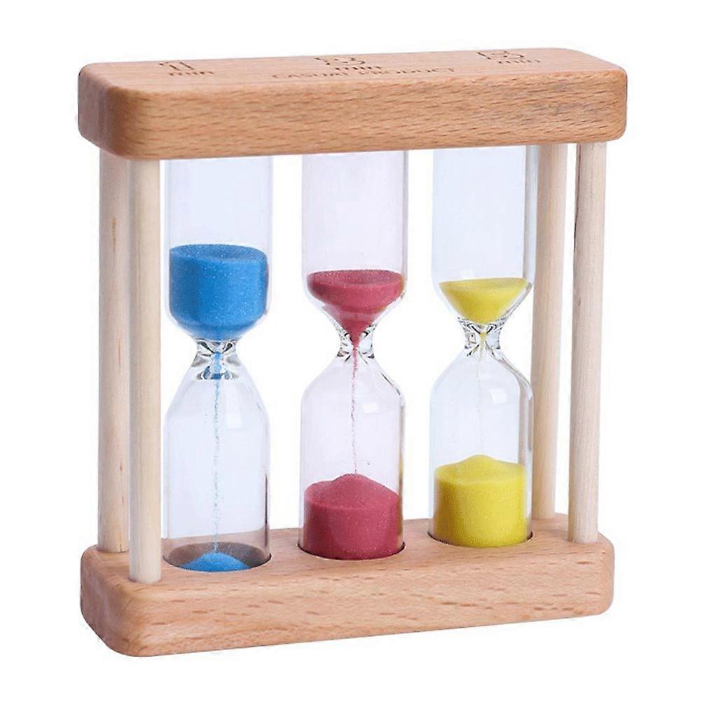 Colorful Hourglass Timer Hourglass Timer Wood Material Children Toy 9 X 3 X 9.5 Cm 1Pack
