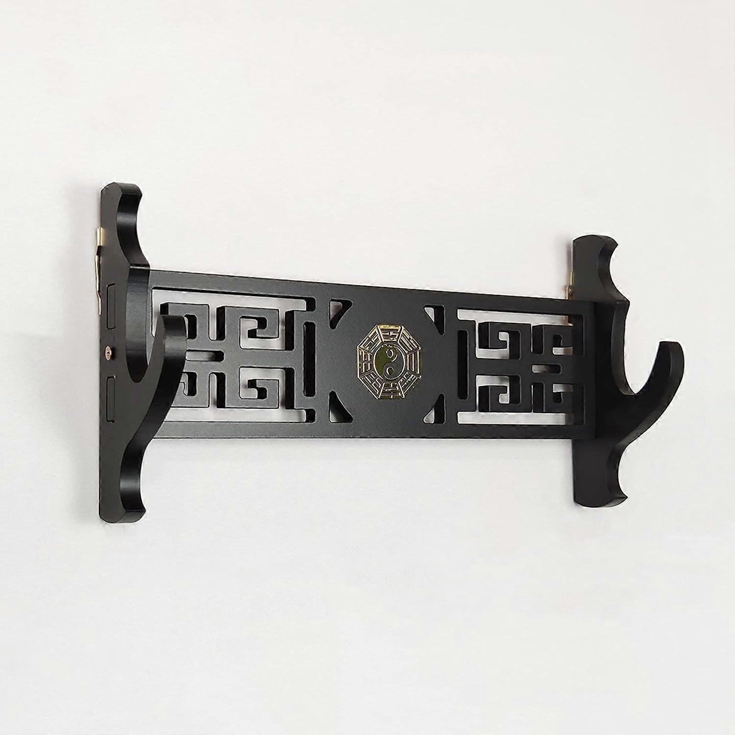 Hollow sword holder with dragon pattern, black, wallmounted display stand for samurai sword, Katana