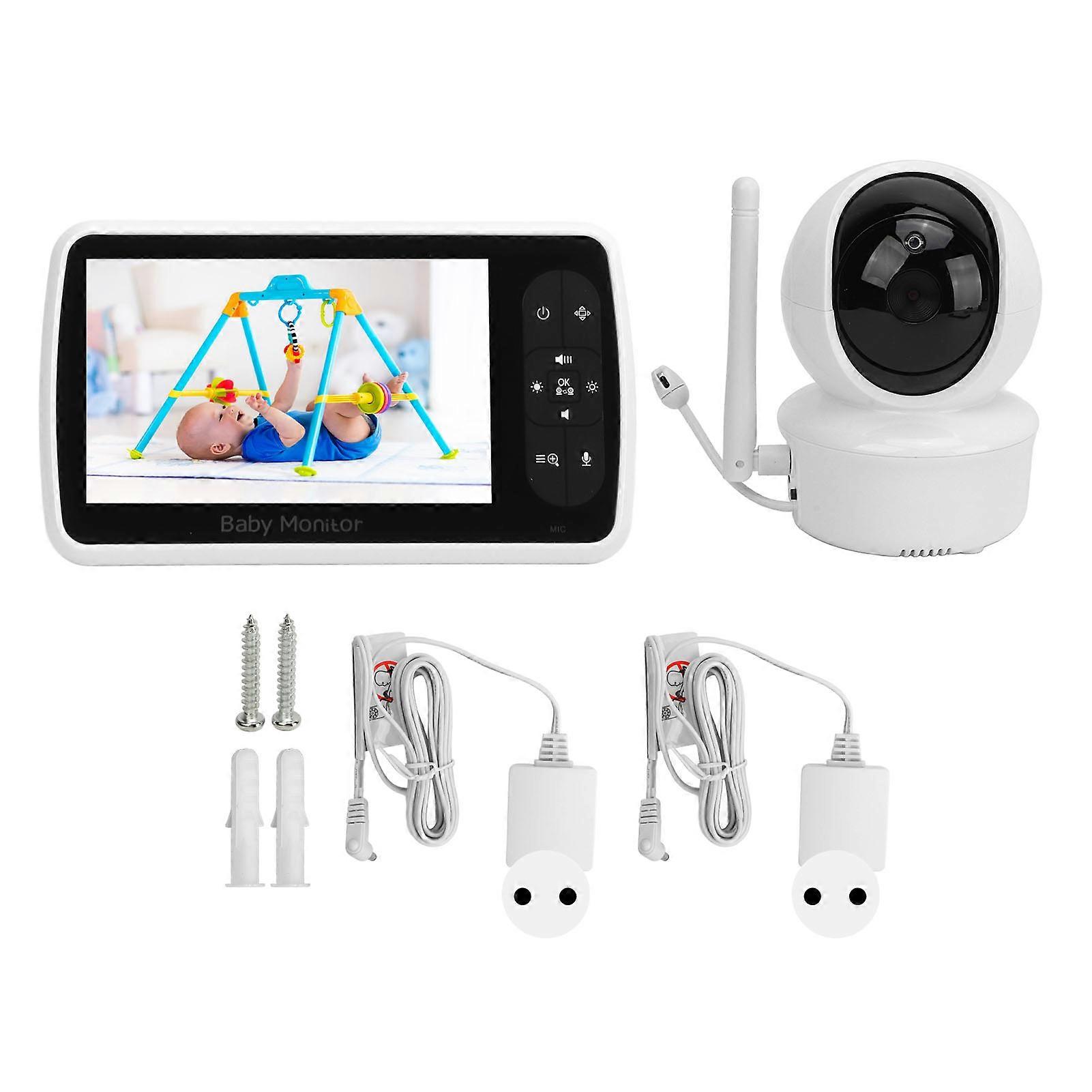 Multilingual Two-Way Intercom, Room Temperature Detection, Baby Monitor with Music, EU Plug 100-240V