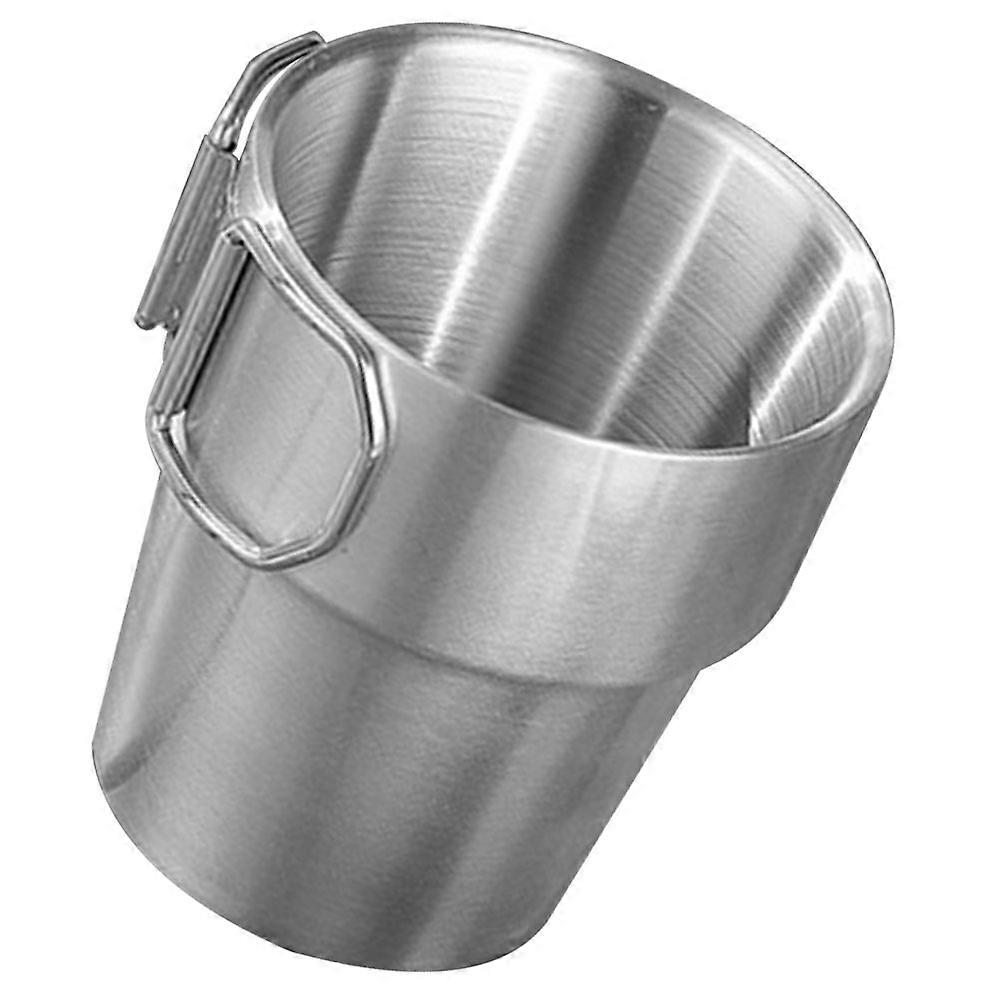 Lightweight Stainless Steel Folding Travel Cup with Double Layer Insulation for Hot and Cold Drinks, Portable Camping Mug with Ergonomic Handle