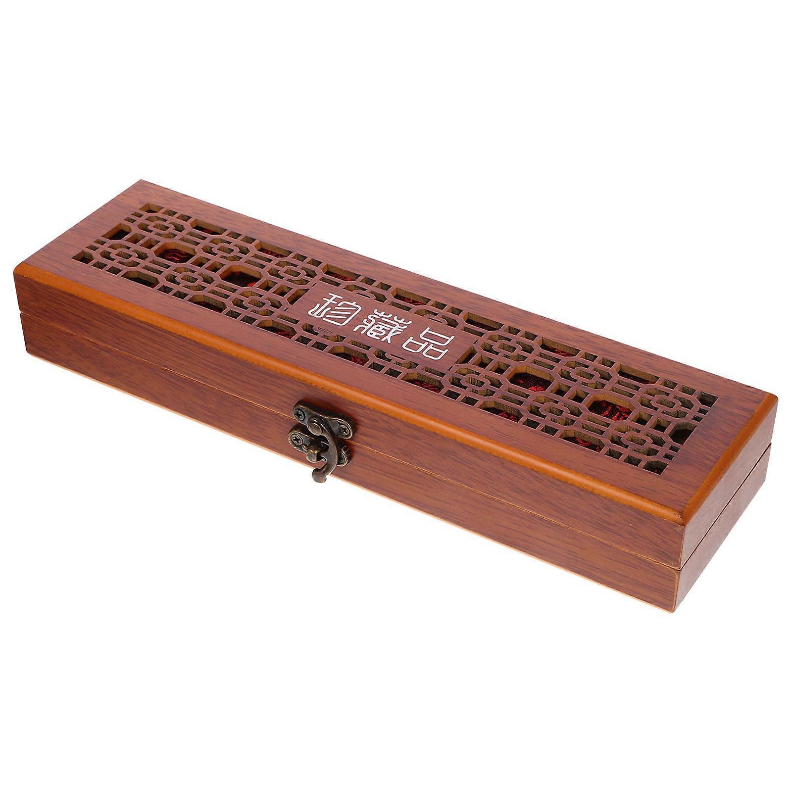 Wood Harmonica Case Box for Storage Musical Instruments 9.8X2.8X1.6in Protection 1Set