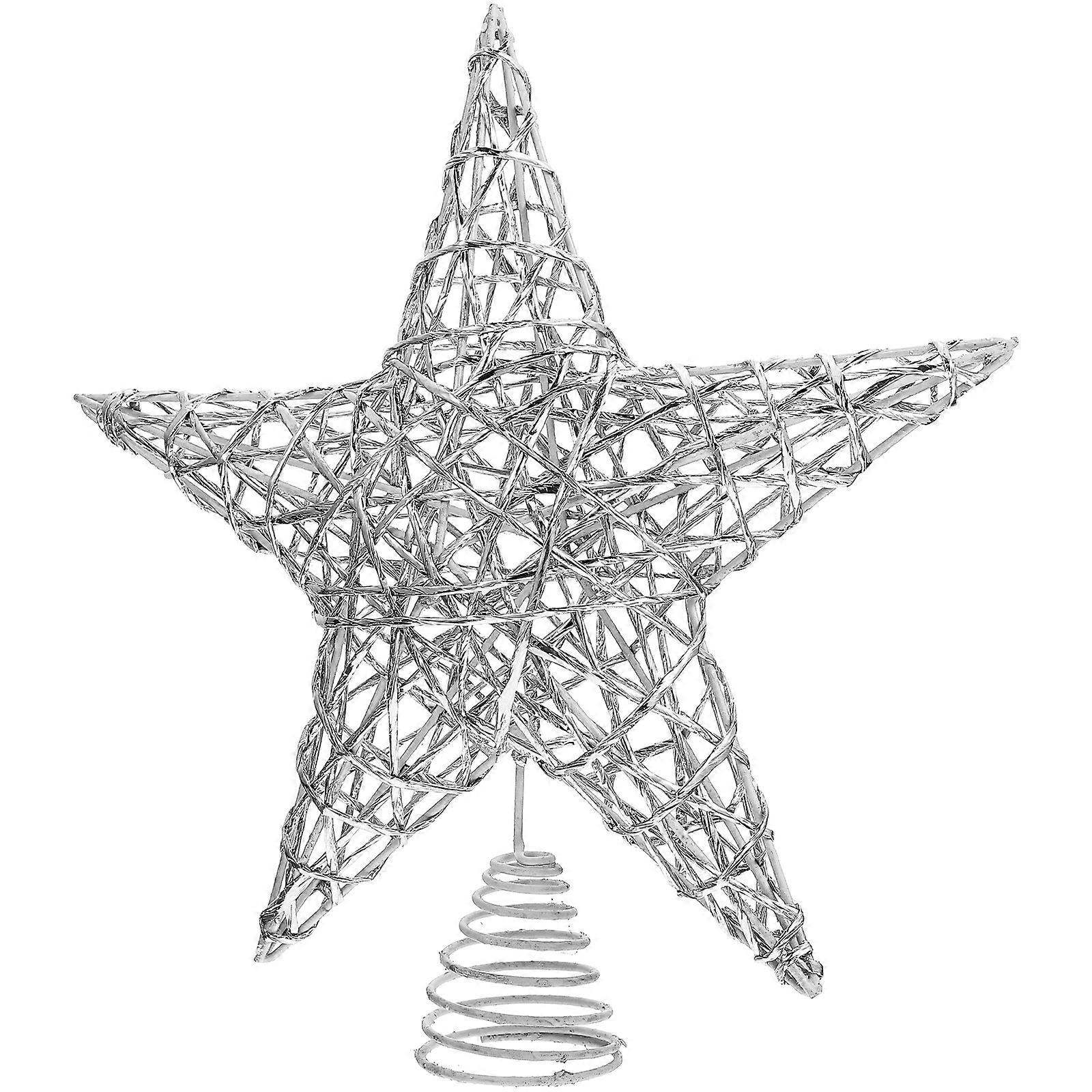 Tree Star Christmas Tree Topper Star Ornament Pentagram Silver 30CM Decoration 1Pcs