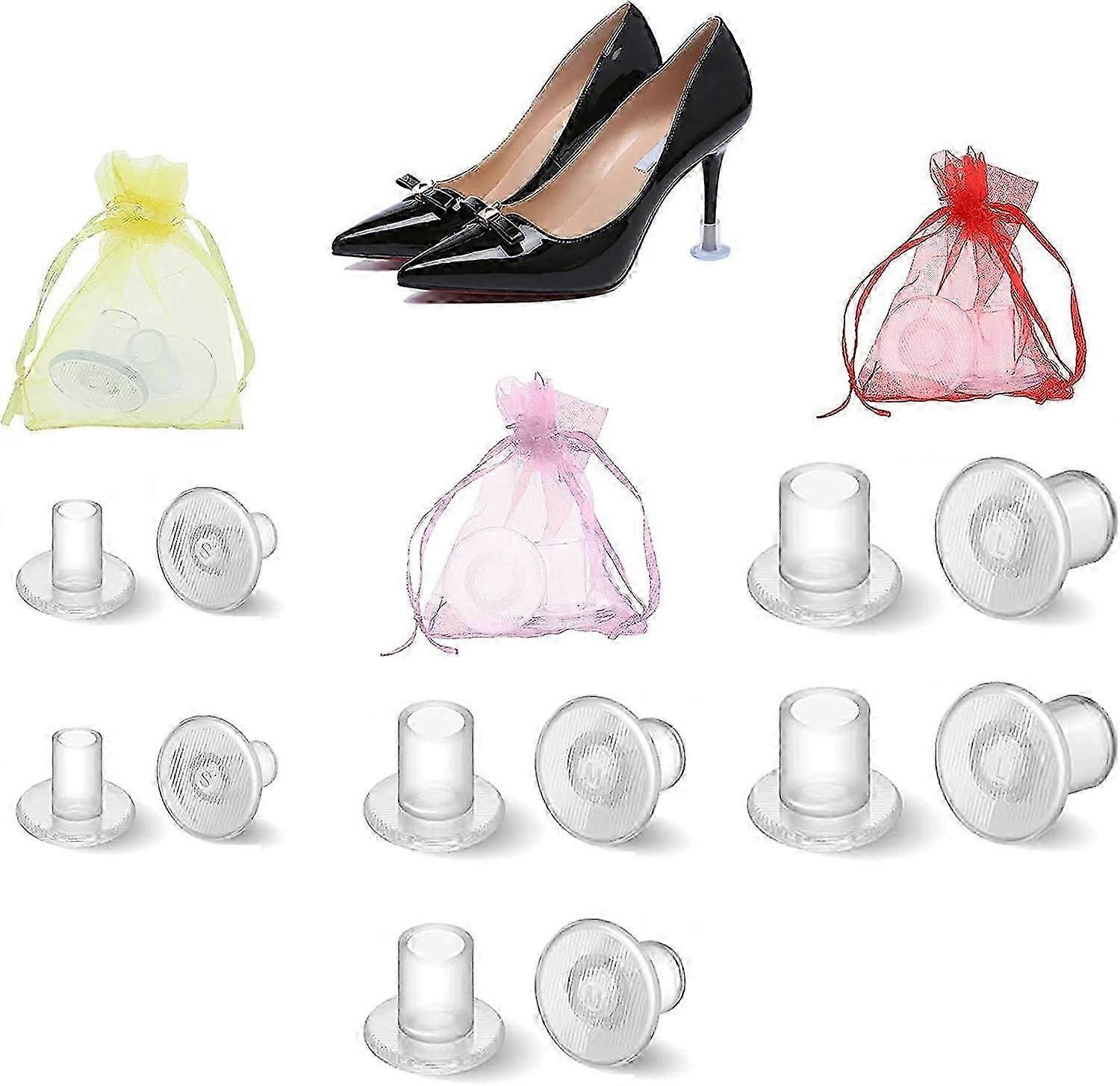 6 Pairs High Heel Protectors, Stiletto High Heel Caps, Transparent High Heel Stoppers Savers for Grass, Weddings, Formal Occasions, 3 Different Sizes