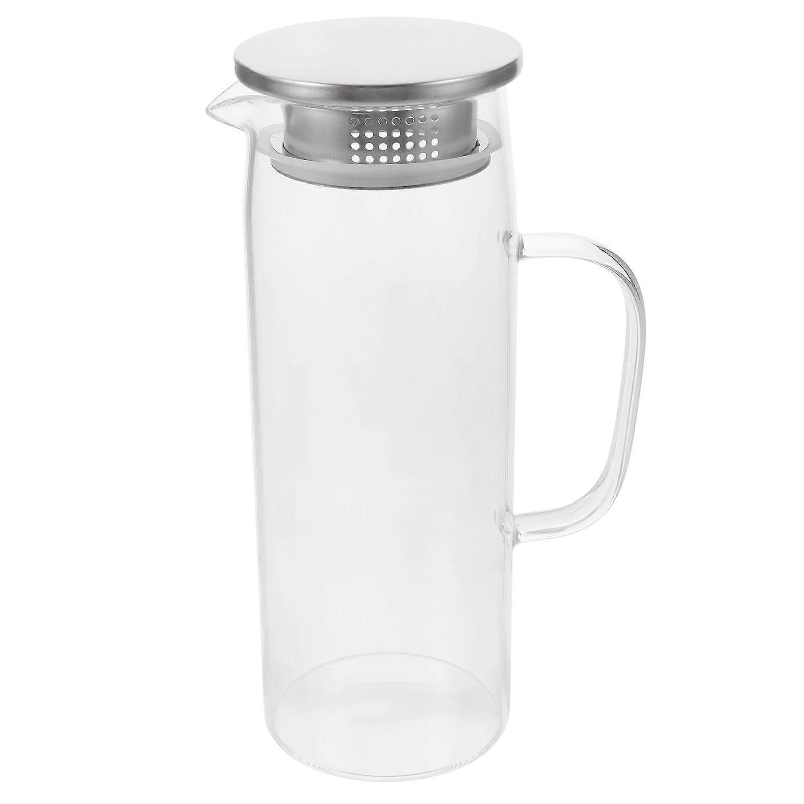 Glass Juice Pitcher Transparent Water Pitcher Glass Water Kettle Clear Water Kettle with Filter Lid