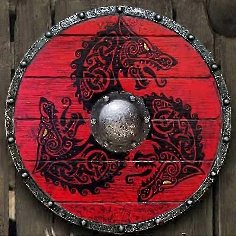 中世のバイキングの盾ウッドスチールアーマーバトルレディウォリアーラウンド装飾