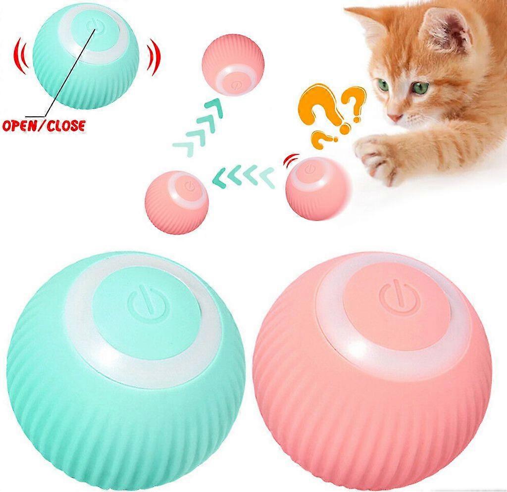 2pcs Interactive Cat Toys, 360° Automatic Rotation with LED Light, Smart Ball Automatic Rolling Toy USB Charging