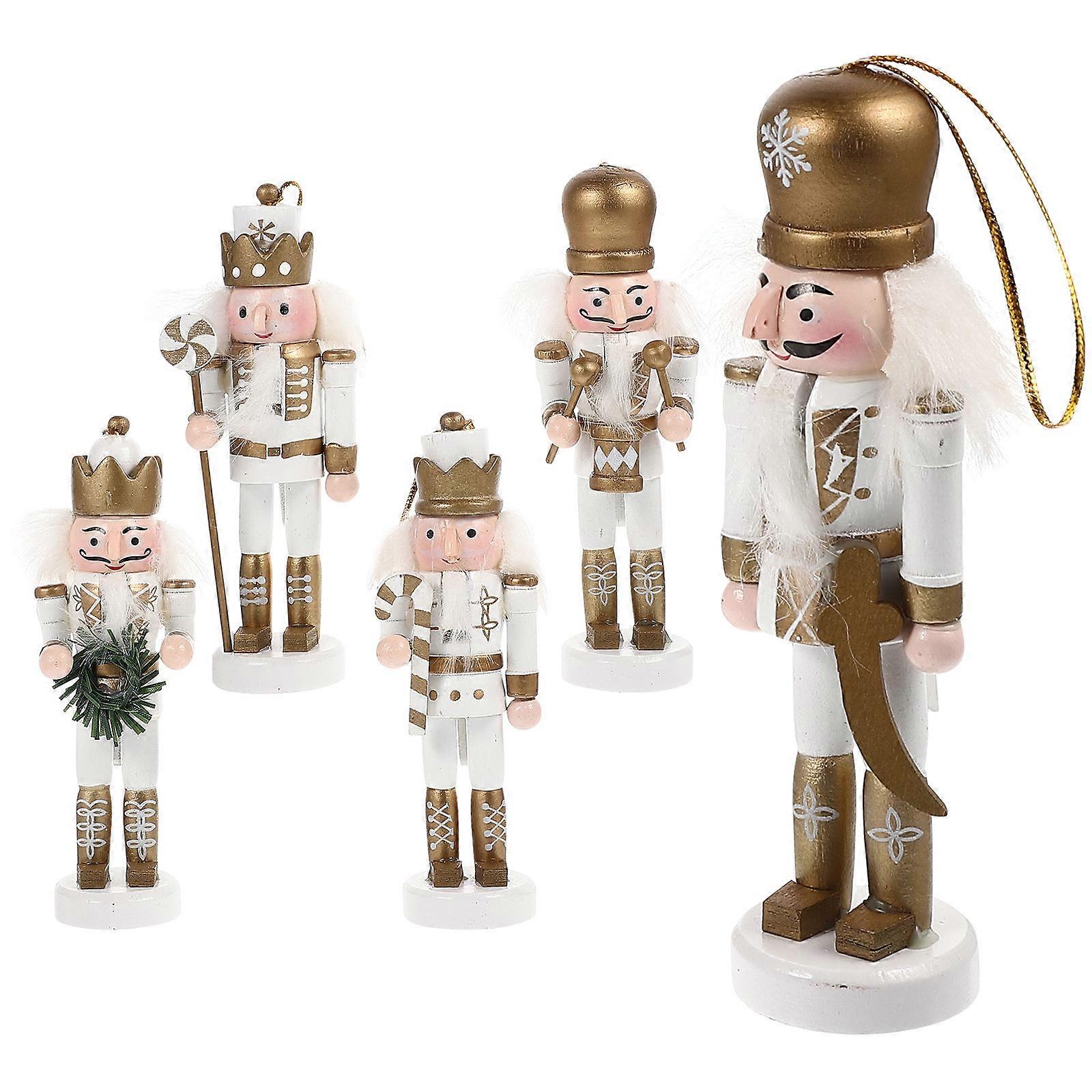 Nutcracker Decorations Golden Wood Nutcracker For Home And Tabletop Display 5pcs