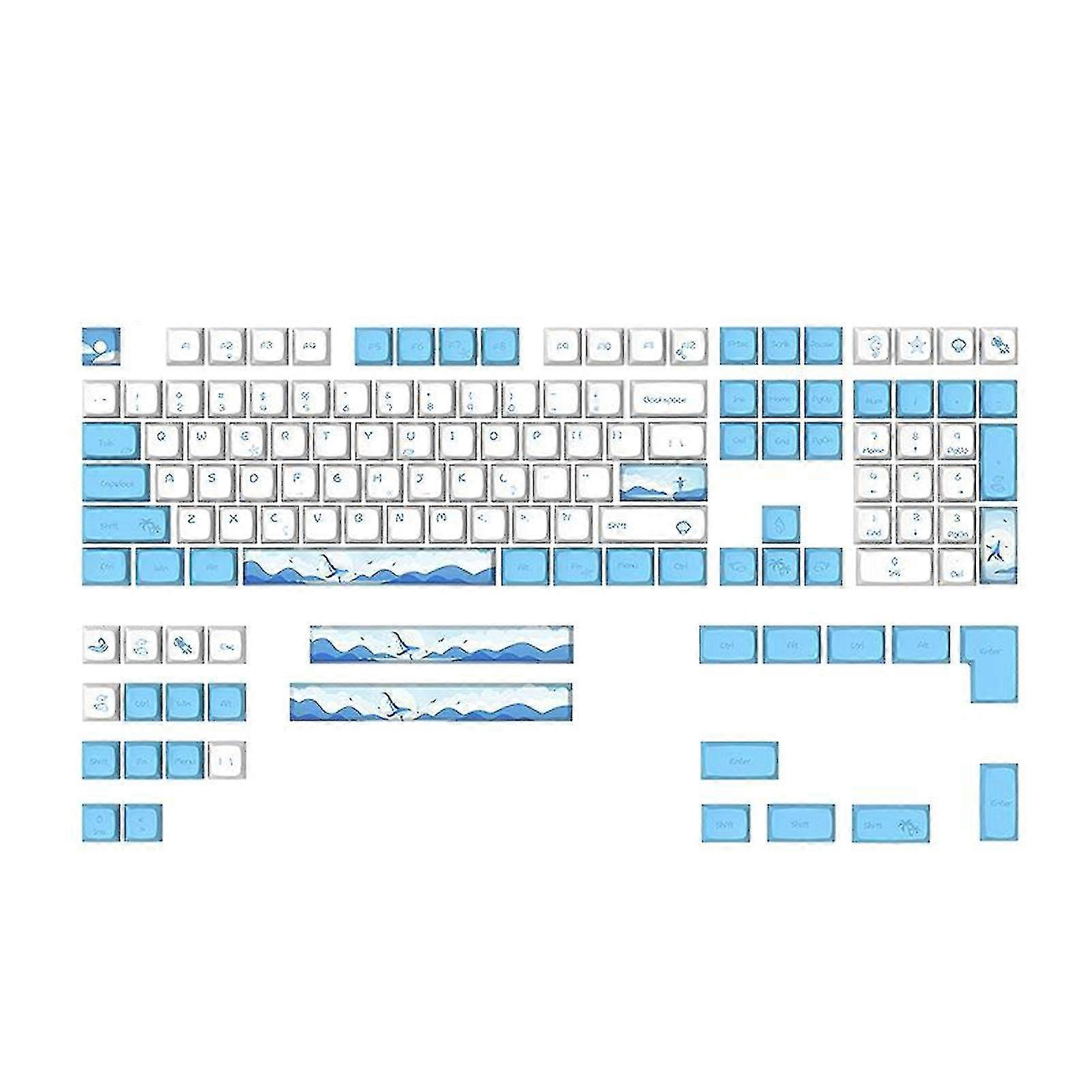 PBT Keycaps Compatible With 130 Keys Mechanical Keyboard Dye Sub for Electronic Games