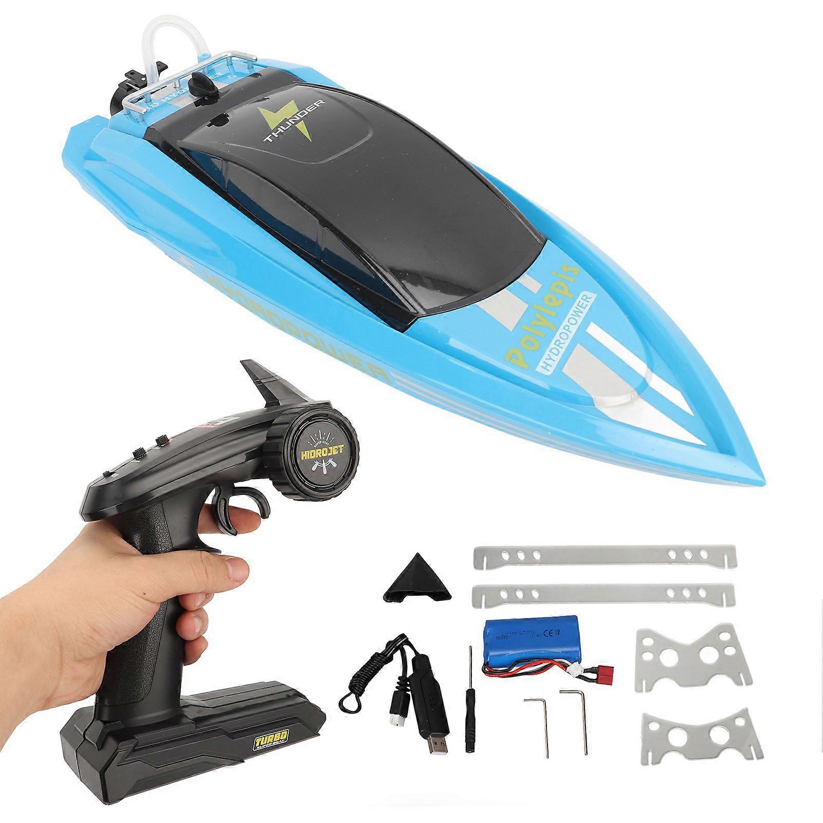 RC Boat High Speed Rechargeable Waterproof 2.4G Remote Control Racing Ship for 14 Years Old Above Blue