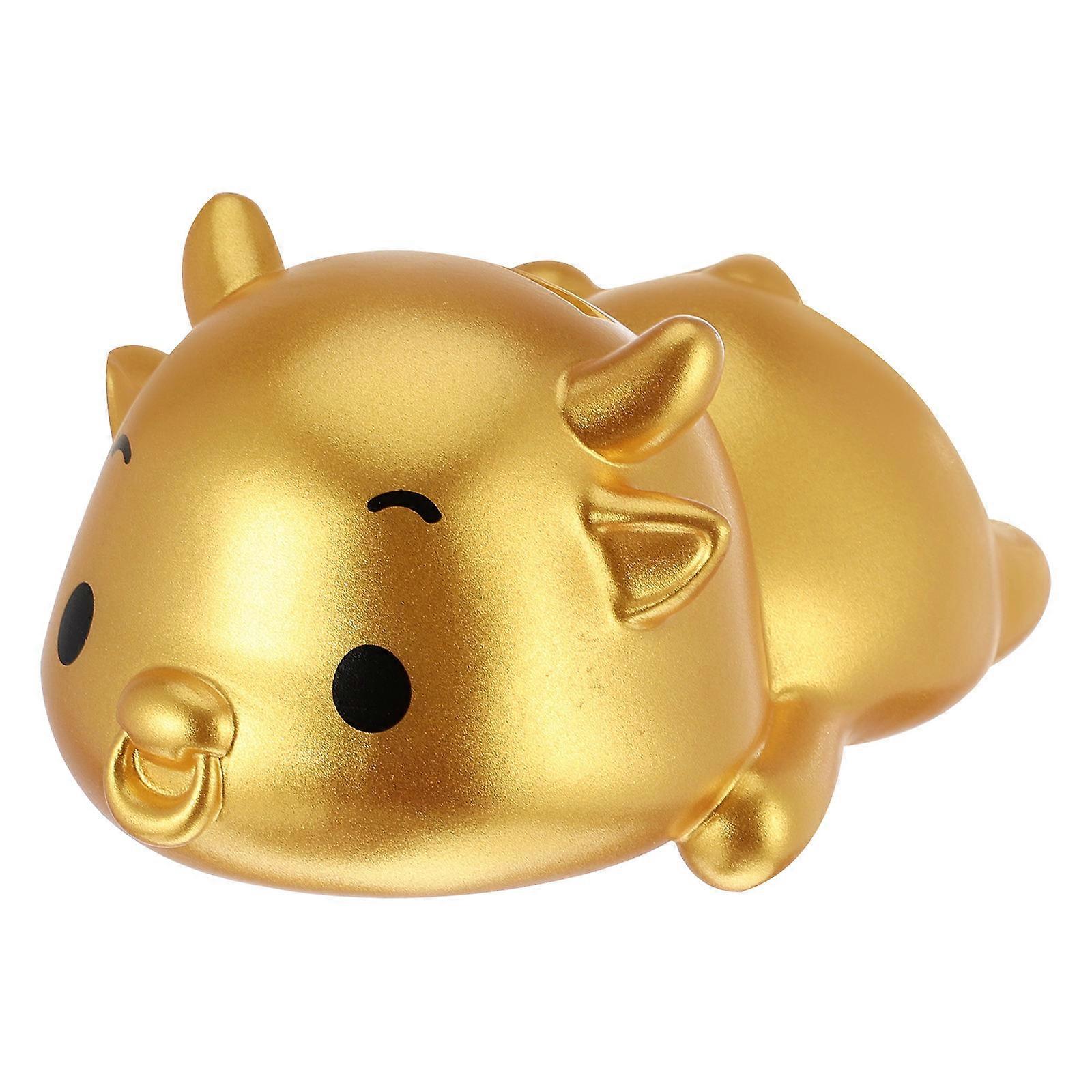 Golden PVC Cow-Shaped Piggy Bank for Home Decor and Saving Habits 6.5 Inches
