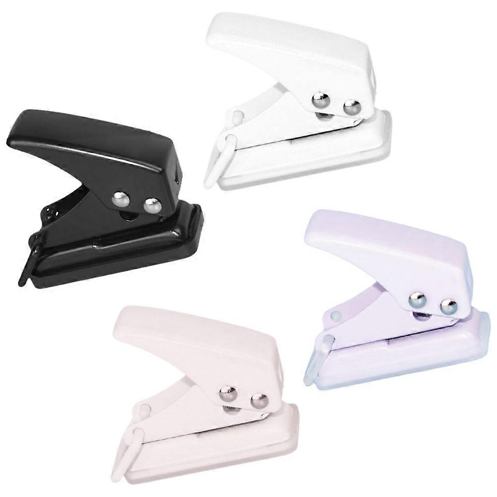 Loose Leaf Hole Puncher Single Hole Punch For Office Work Students Craft Enthusiasts Compact Design Plastic 4Pcs