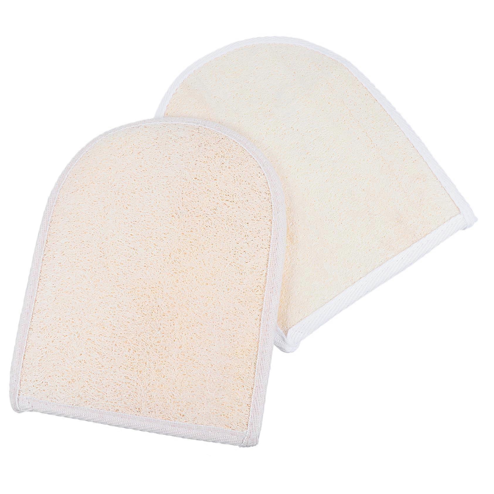 Luffa Exfoliating Gloves 2-Pack, Gentle Massage and Cleansing Mitts for Dry and Oily Skin, Dual-Sided Use