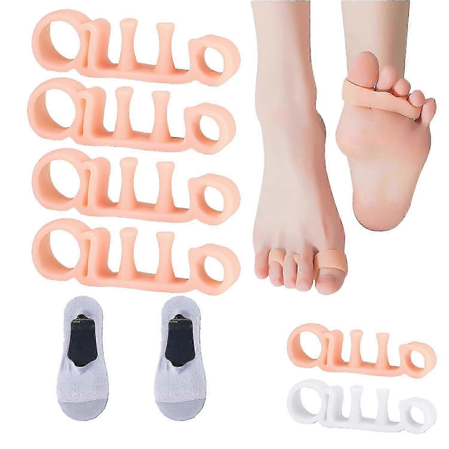 2 Pairs Body Feet Alignment Kit Orthopedic Bunion Corrector Gel, Toe Separators, Toe Correction, Toe Rubber Ring