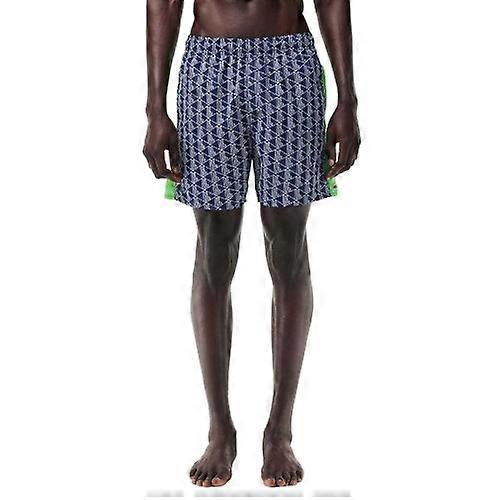 Lacoste Mens Monogram Mid Length Swimming Trunks