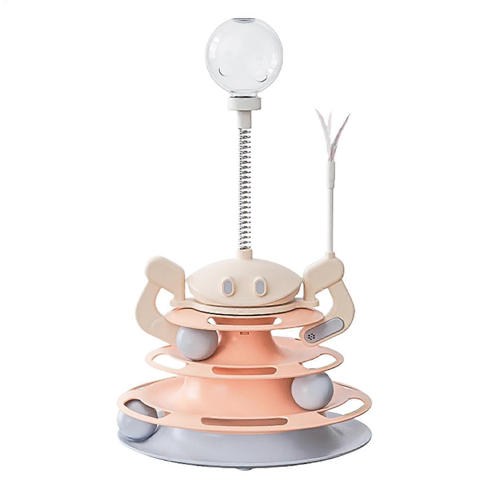 Cat Ball Track Toy for Cats, Interactive Feather Puzzle Toy, 25x25x41.5cm Cat Exercise Toy for Kittens and Play