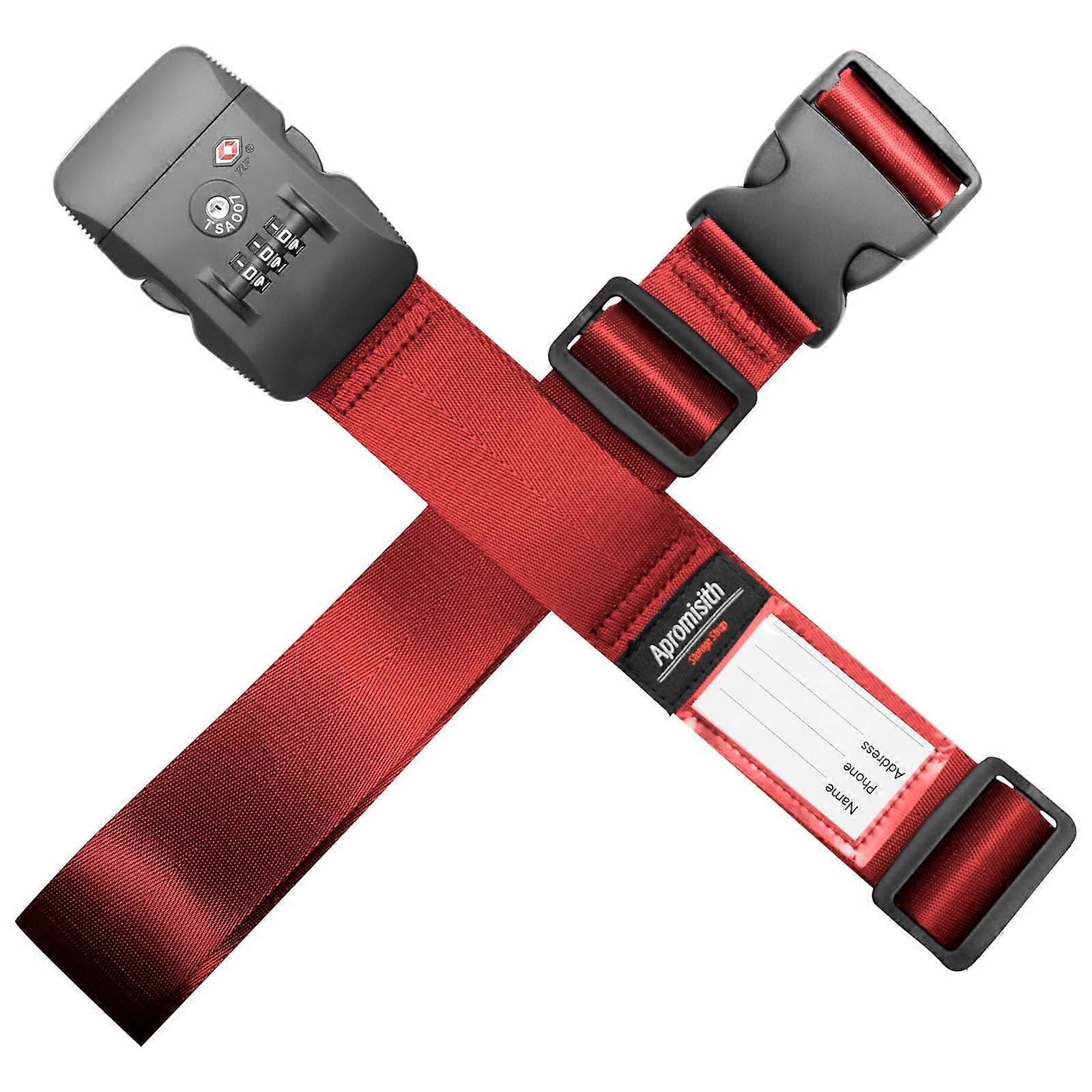 Cross Luggage Strap for 20 32 Inch Suitcase with TSA Approved 3Digit Combination Lock, Wide Adjustable Packing Strap, Travel Accessories, Red