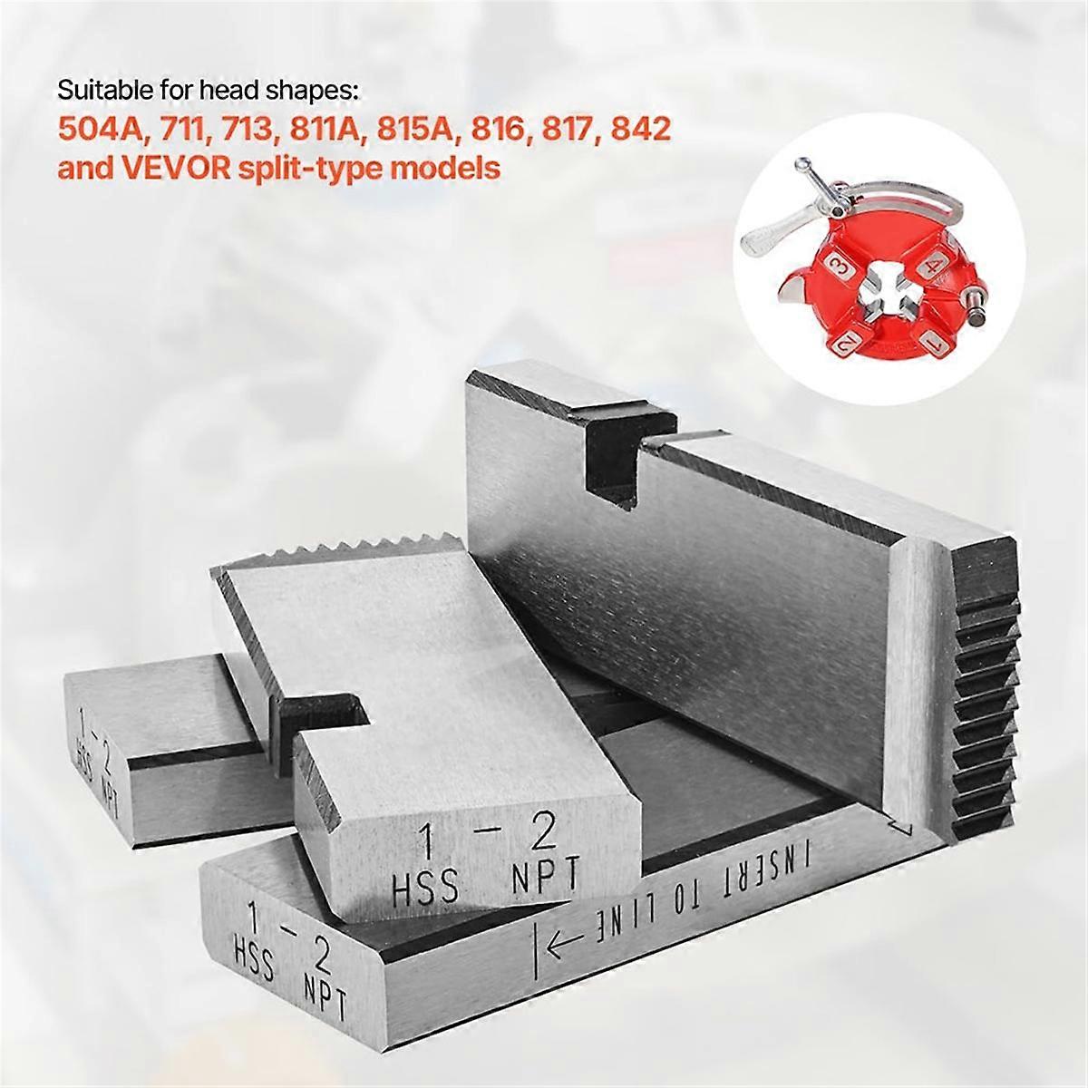 Threading Machine Dies,1/2in-3/4in NPT Pipe Dies,Right-Handed HSS Pipe Threading Dies,Fit Split-Type