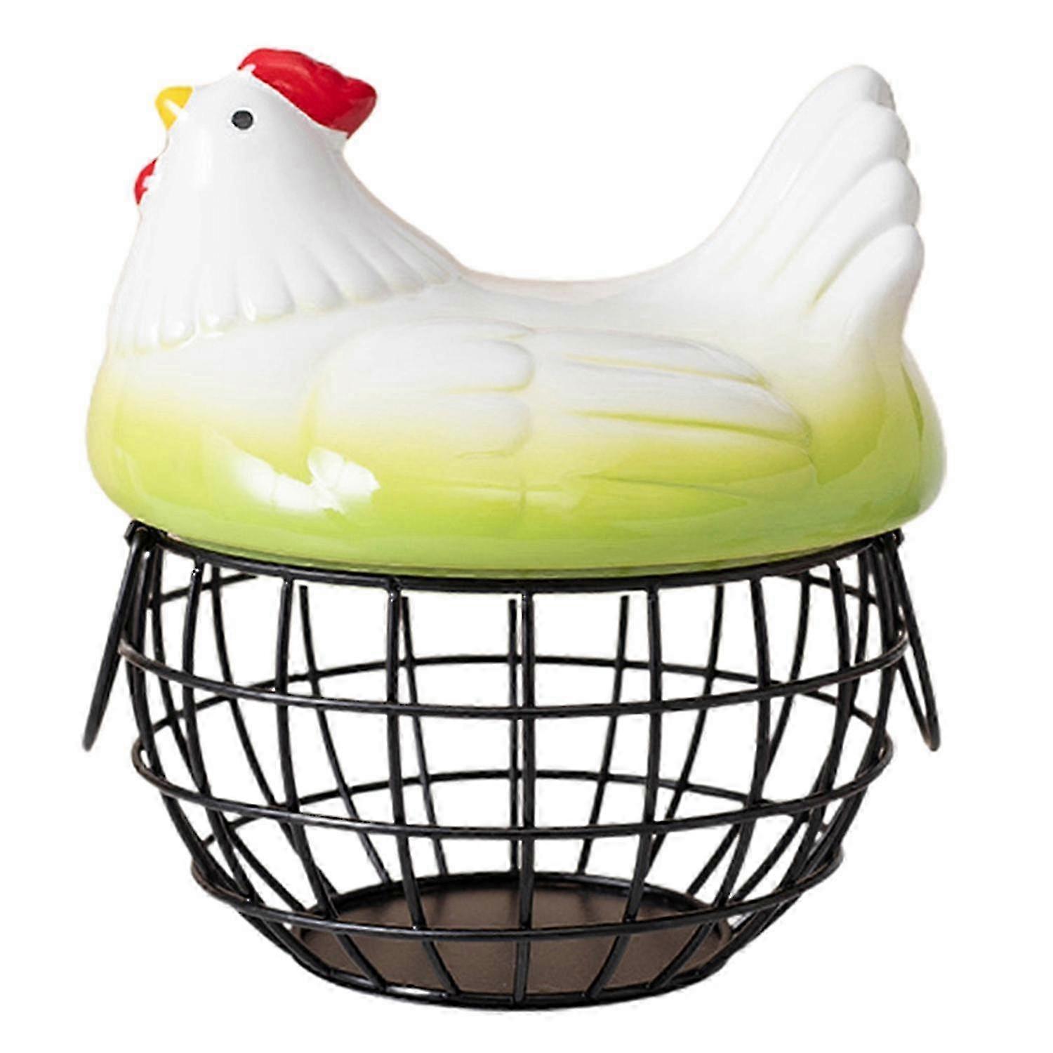 Rust-proof Hen Shape Rustic Wire Egg Collecting Basket for Kitchen Supplies
