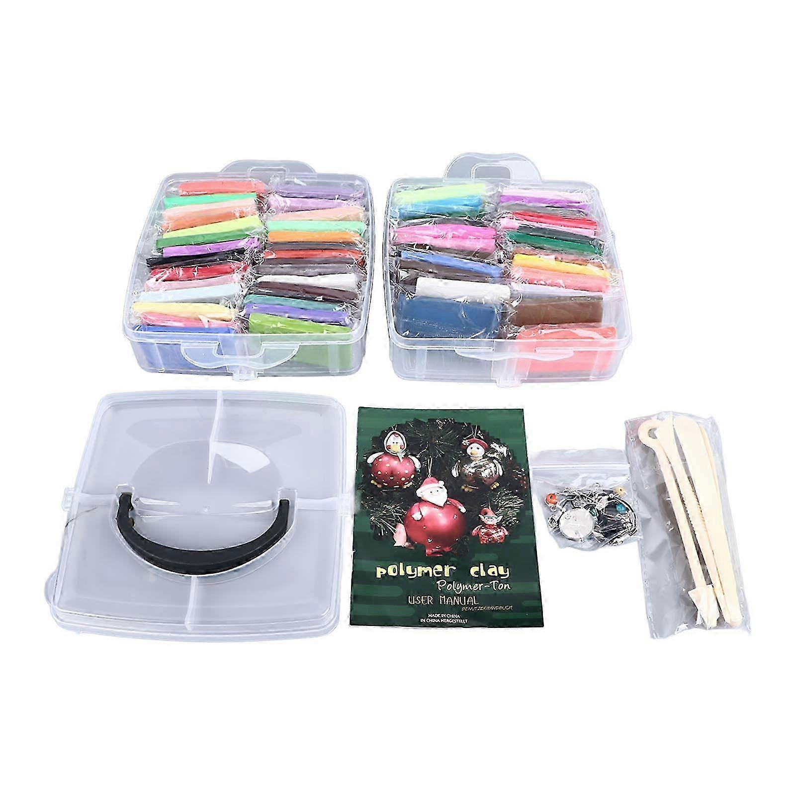 50 Colors Modelling Clay Set Soft Light Safe Easy To Mouldable Polymer Clay Set for Kids Age 3 and Up