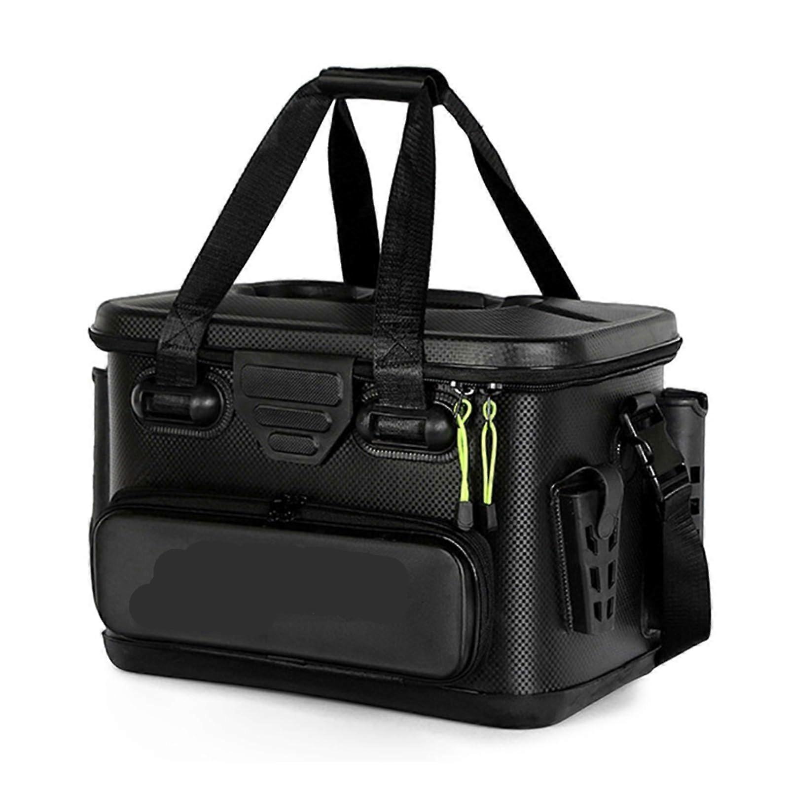 Fishing Box, Multifunctional Fishing Barrel Box, Capacity Sticker Design with Handheld for Fishing Supplies for Hooks, Baits Black No Box M