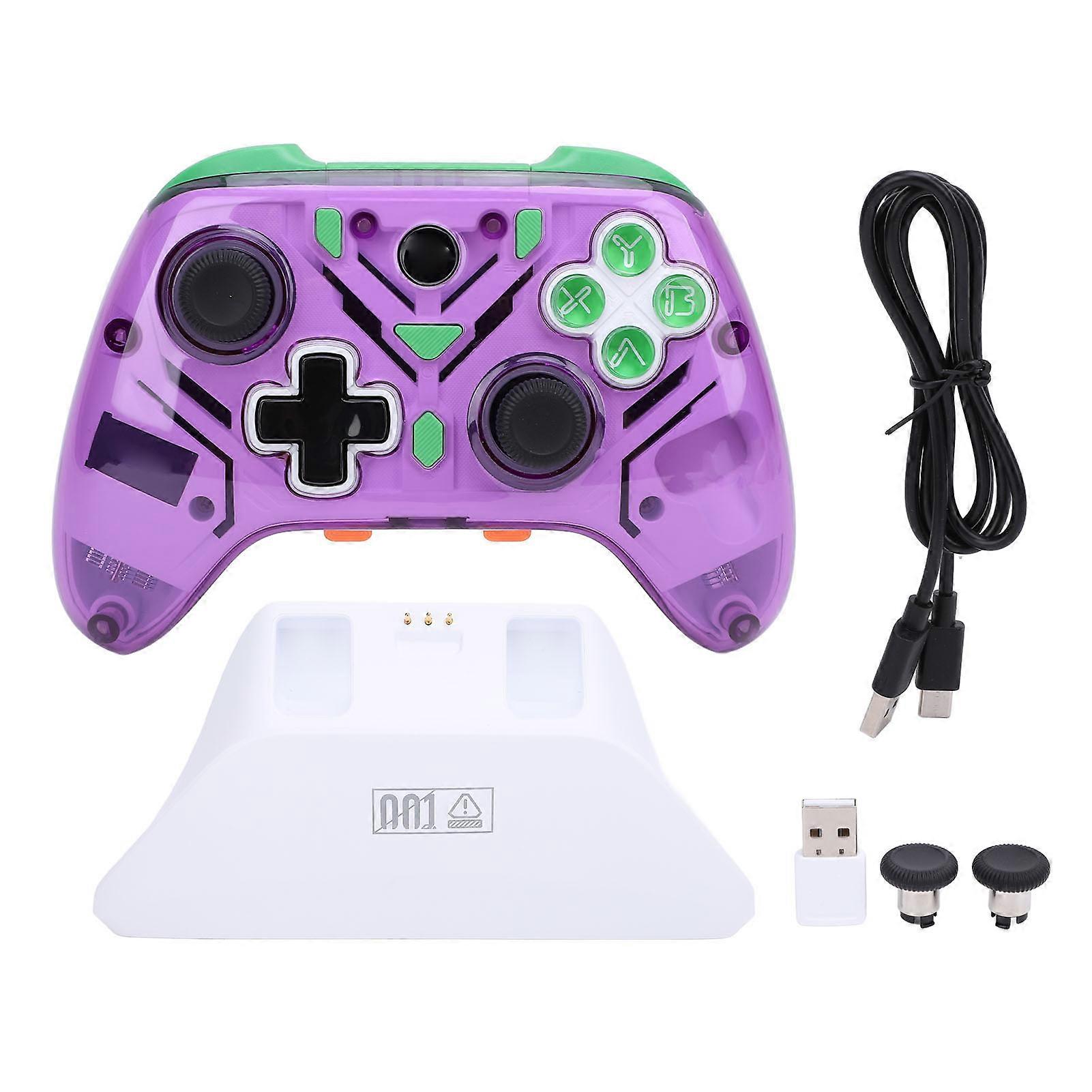 Controller di gioco wireless viola 2.4G con trigger Hall, RGB, Turbo per PC / Switch / Android