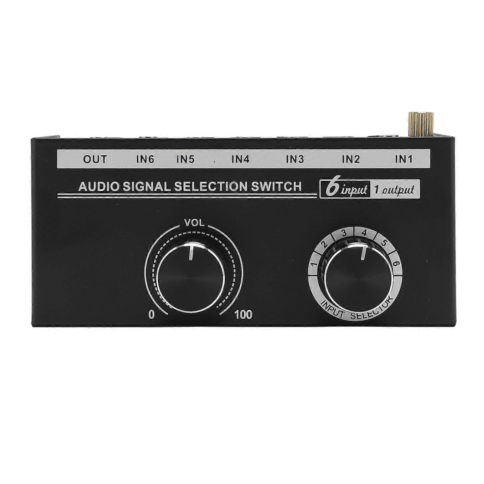 6-Way Sound Switcher - 6 Input, 1 Output, Volume Control, 3.5mm/6.35mm Signal Selector