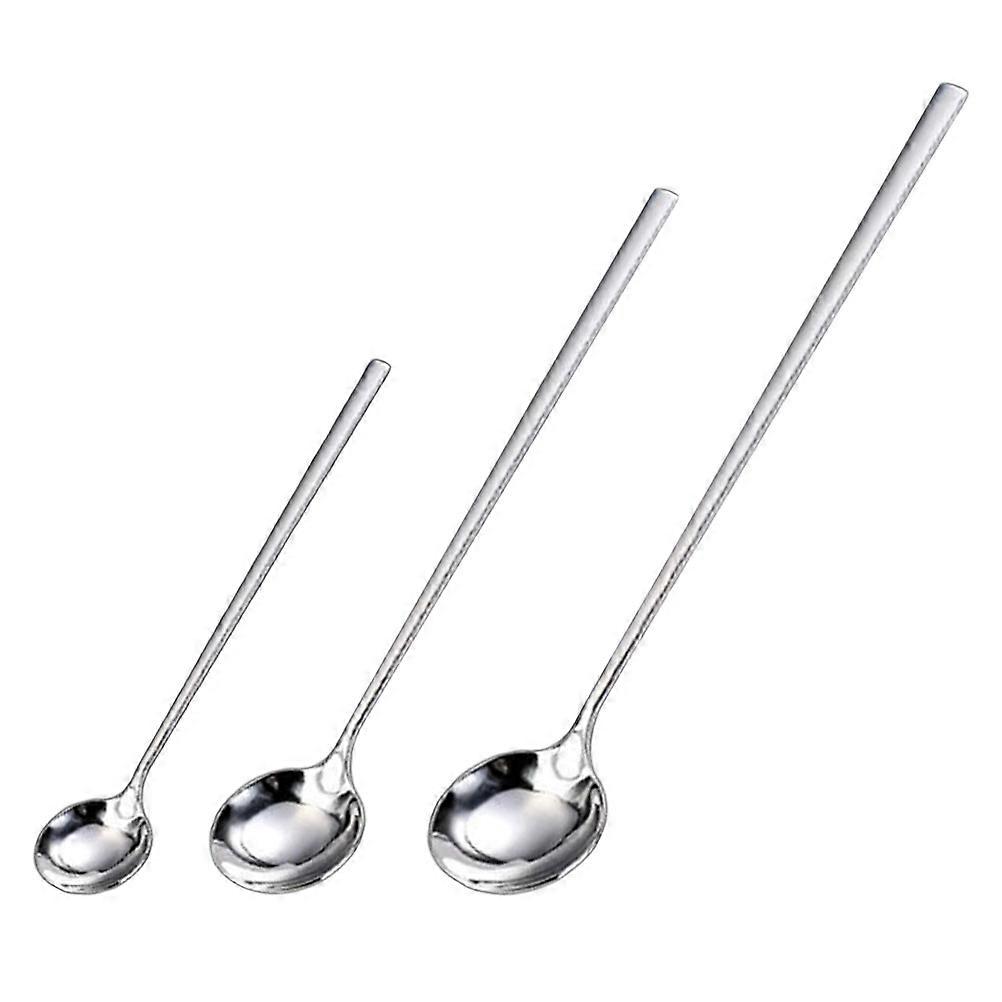Dessert Spoons Stainless Steel Elegant Round Head Practical For Juice Preparation Bars 3Pcs