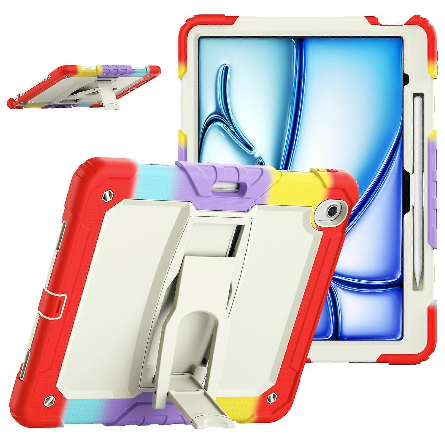 For iPad Air 13 (2025) (2024) Case PC+Silicone Tablet Protective Cover with Pen Slot and Kickstand -
