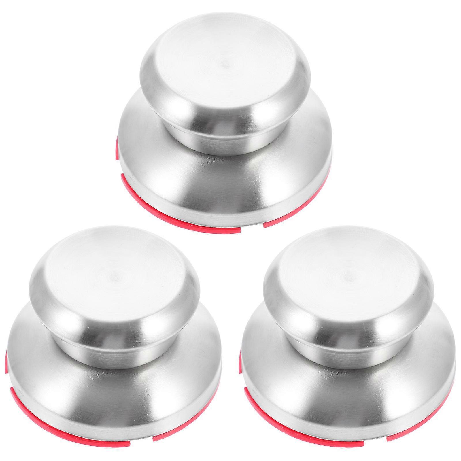 Home Users Pot Lid Grip Silver Widened Design Easy to Install Rust-Proof Easy to Clean 3Pcs