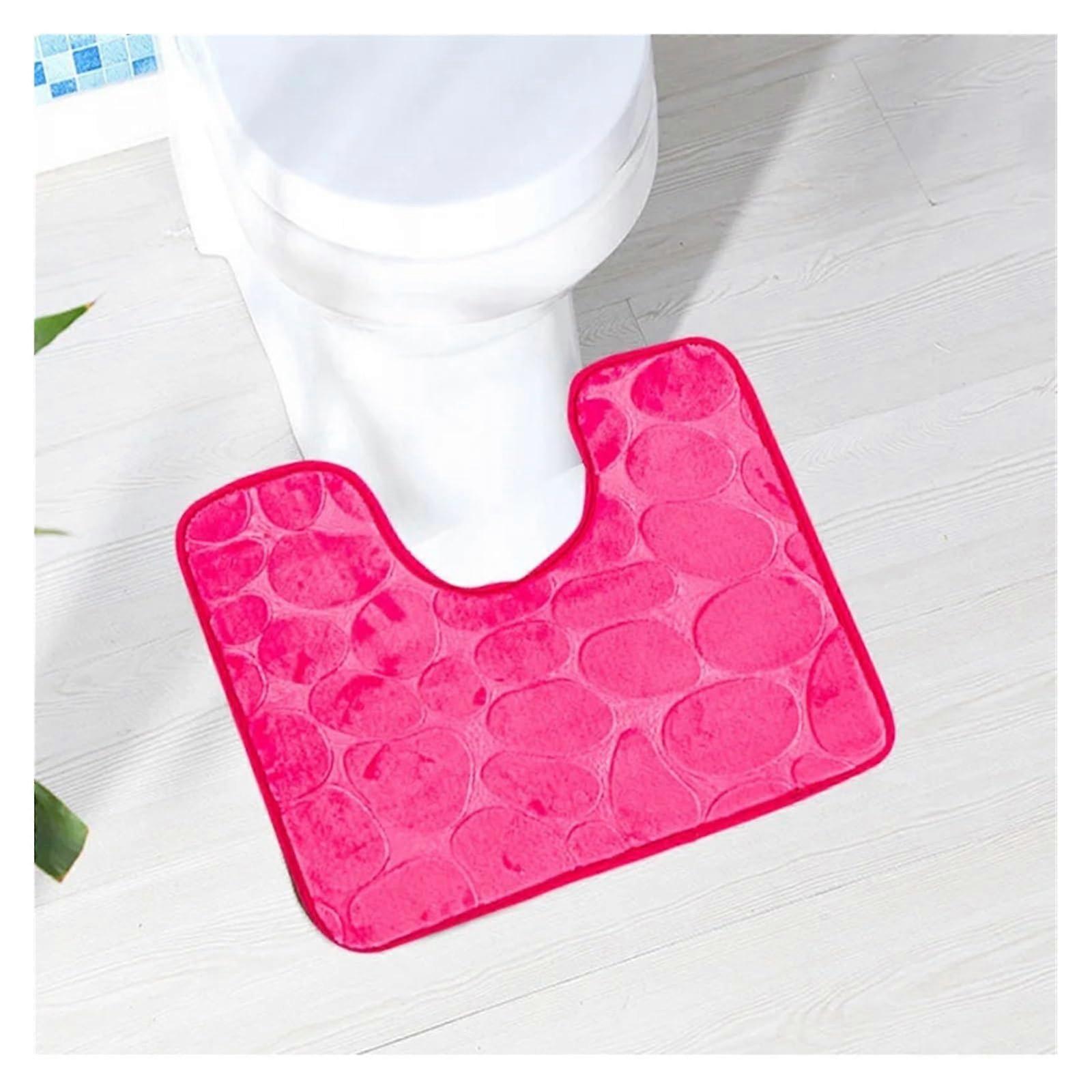 U-Shaped Bath Mat, Non-Slip, Soft, Water-Absorbent, Quick-Drying Polyester, Memory Foam Toilet Mat, Black 40x50cm