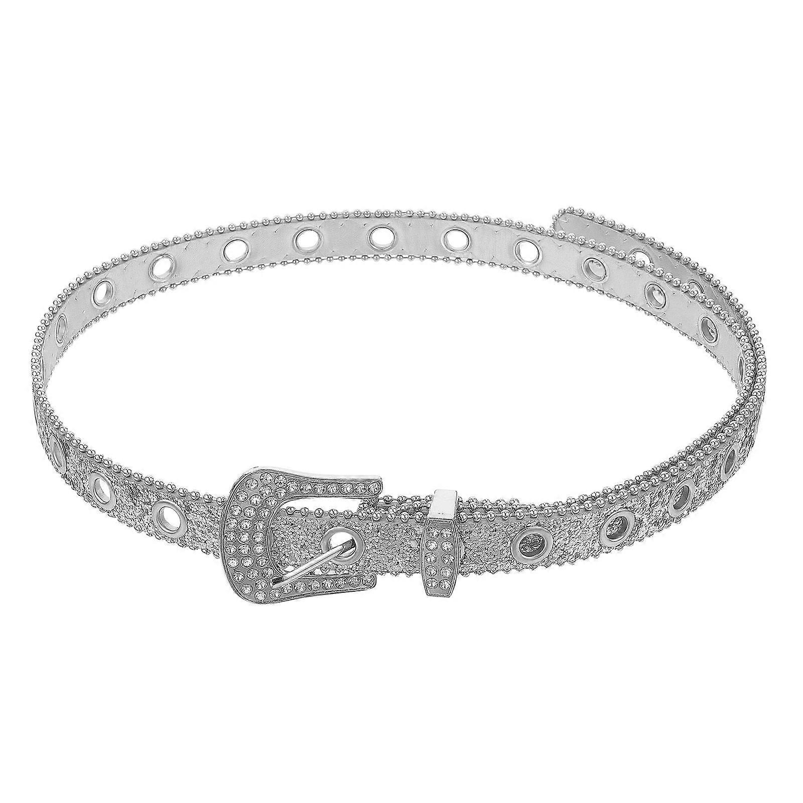 a refined and professional product description based on the title you provided:
**Adjustable Women's Waist Belt with Rhinestone Sparkle – Stylish