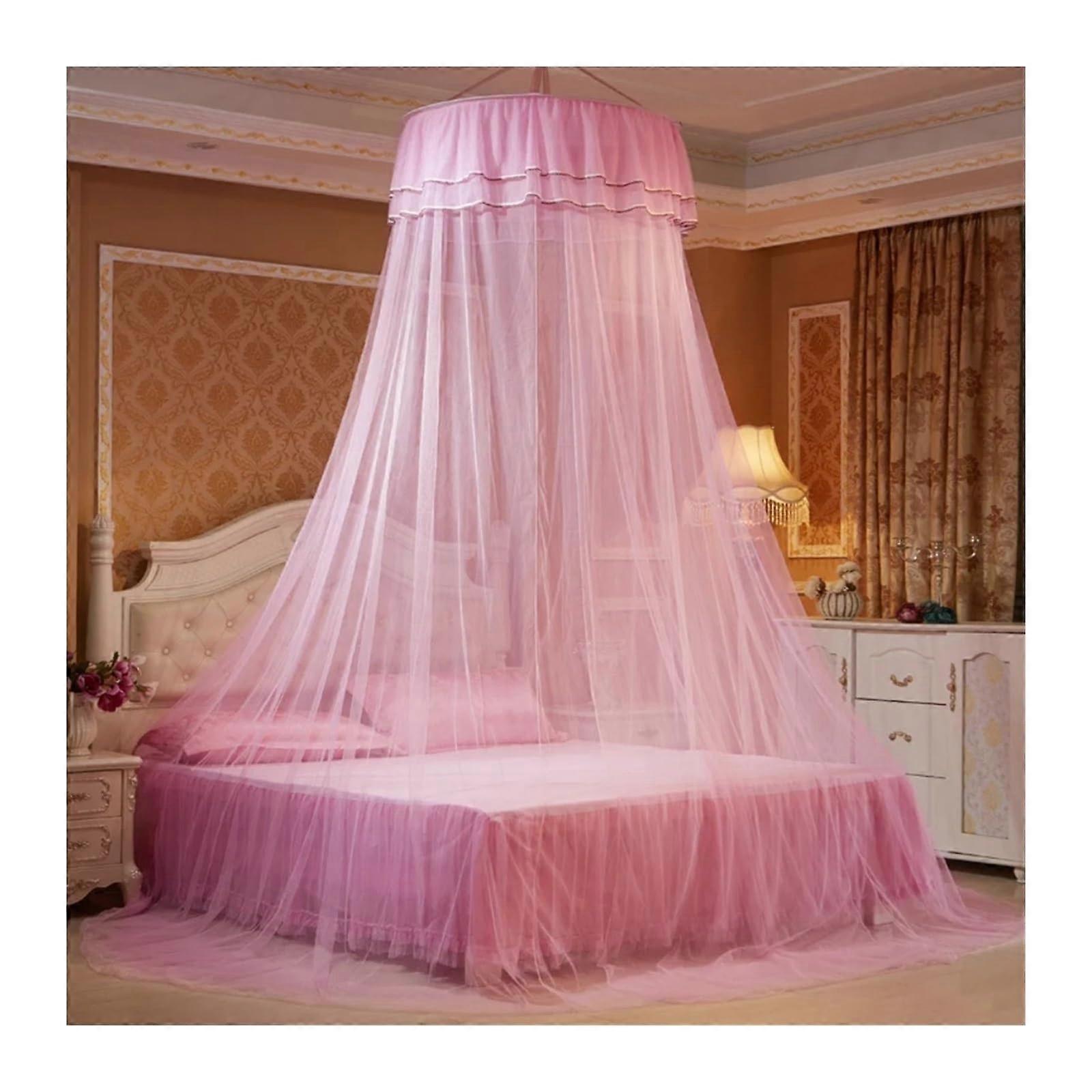 Baldachin Small Dome Mosquito Net for Hanging on the Bed, Kingsize, Ceiling (Light Pink)