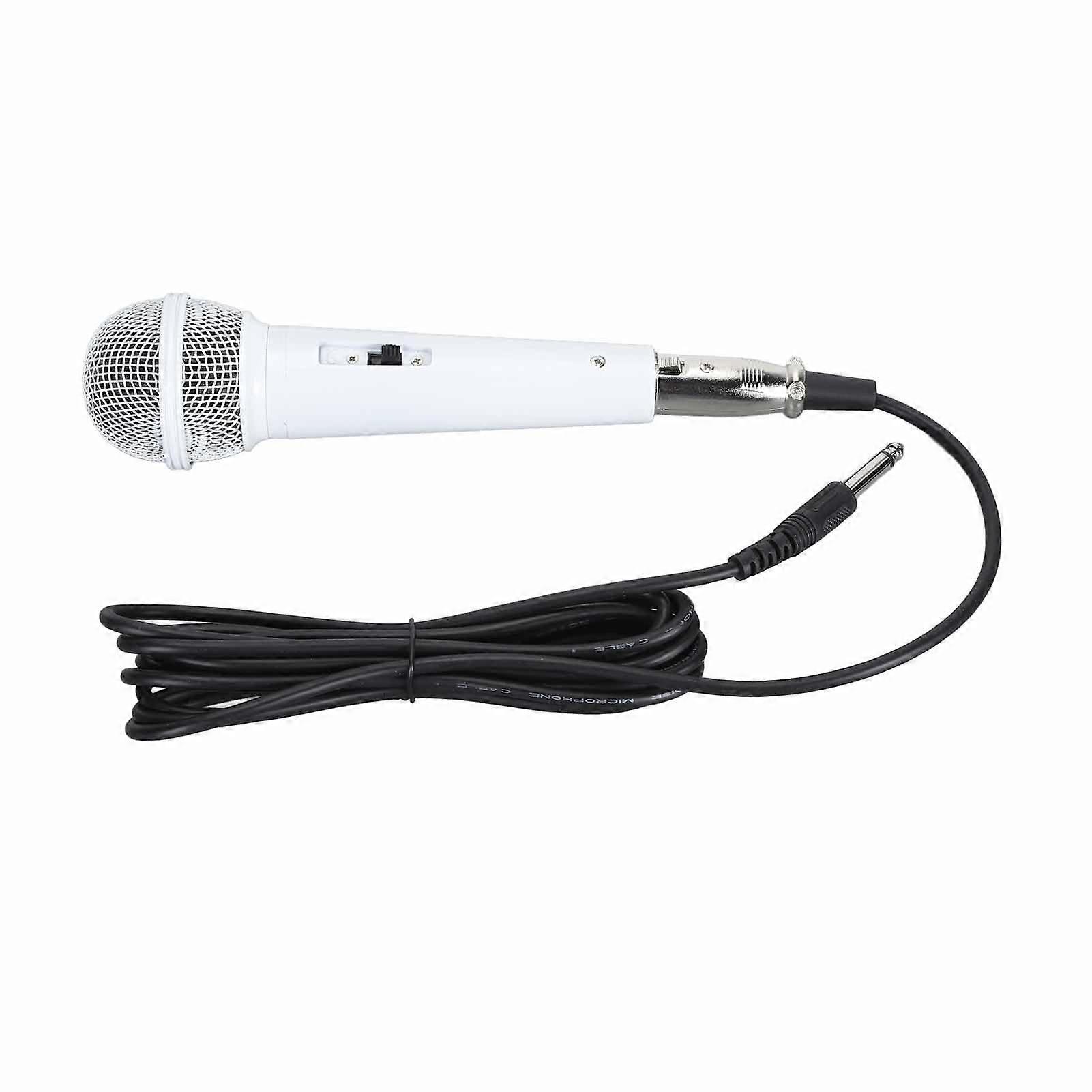 Wired Microphone for Singing and Meetings, High Sensitivity Dynamic Vocal Mic, 140 dB SPL, Ergonomic Design, White