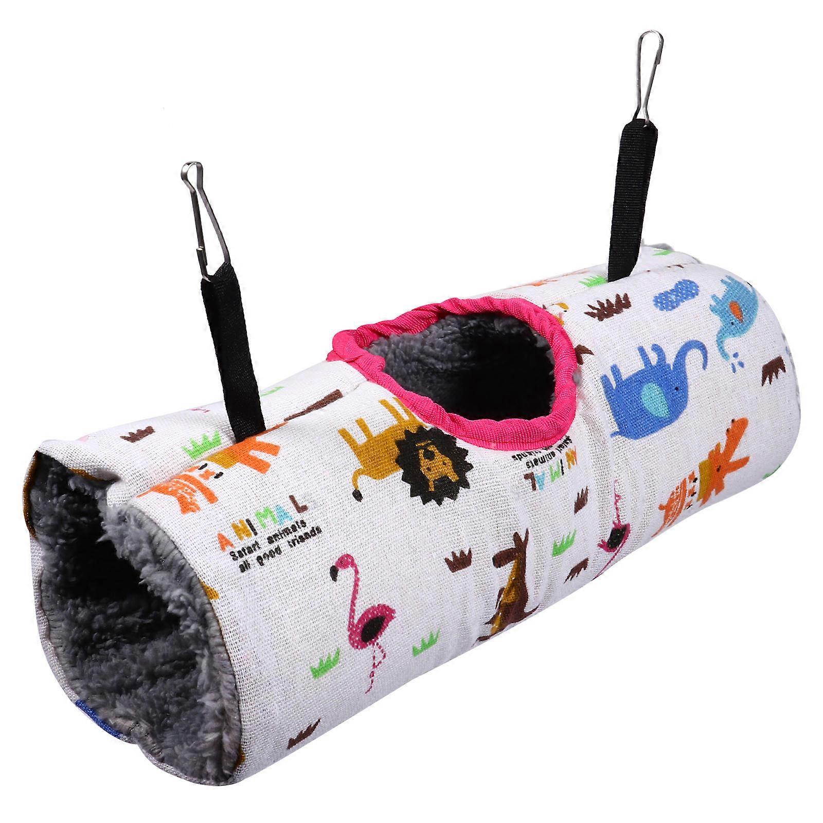 Small Animal Tunnel Hammock Chinchilla Ferret Indoor Pet Use Plush Linen Resting Sleeping 1Set
