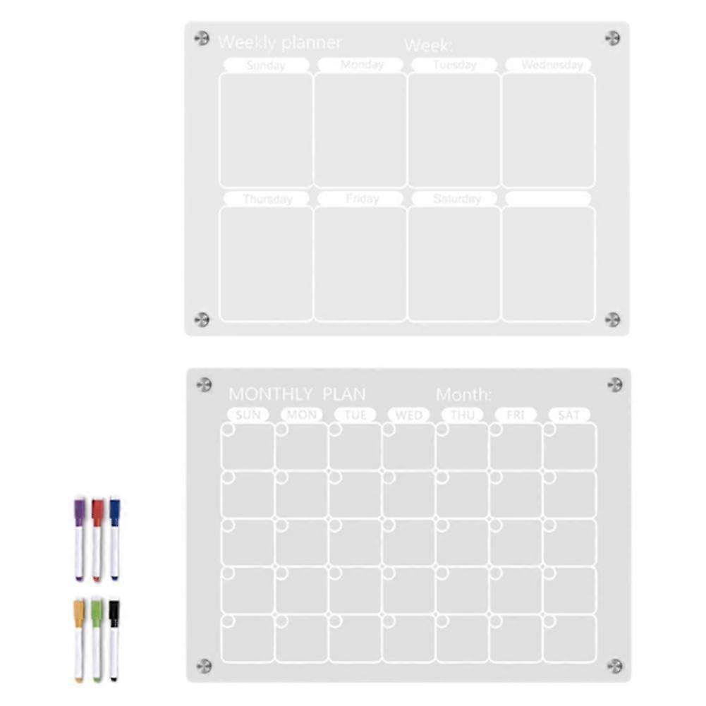 Fridge Magnet Calendar, Dry Erase Weekly Planner, Notepad with Refrigerator Stickers, Whiteboard Message Board