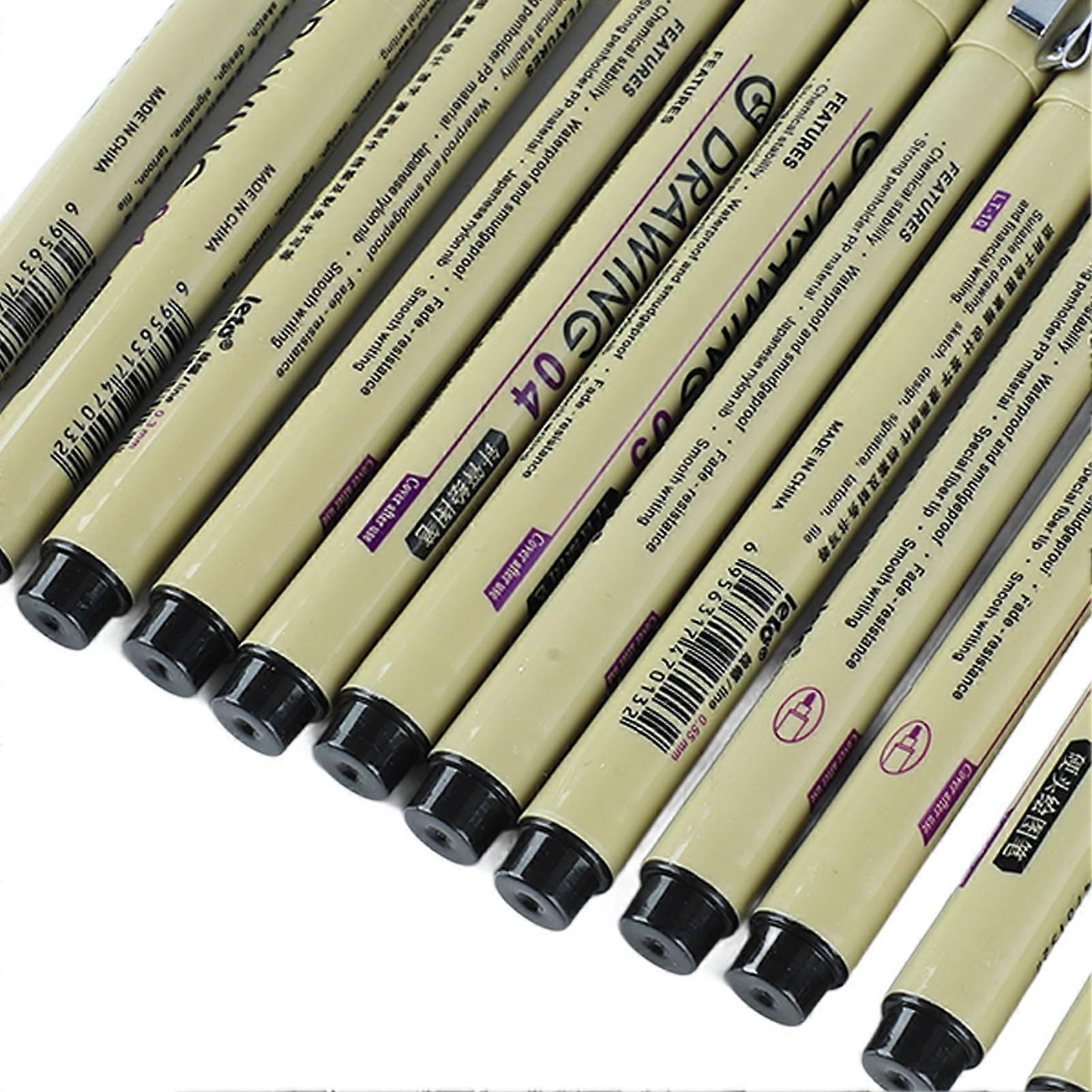 12pcs Waterproof Fine Tip Pens Quick Drying Smoothly Writing Nylon Nibs Fine Point Pen with Pen Clip for Design Drafting