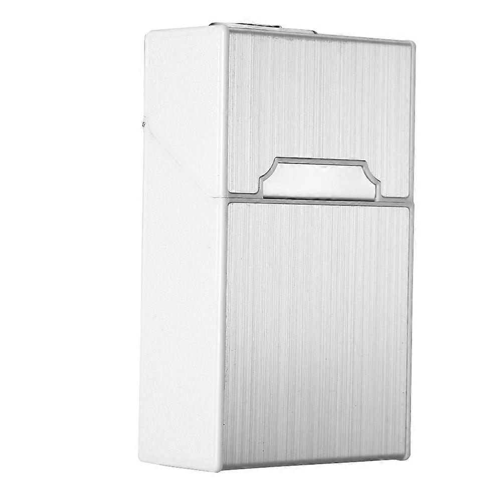 Portable 20pcs Cigarette Holder Cigarette Case Box With USB Charging Electronic Lighter(silver)
