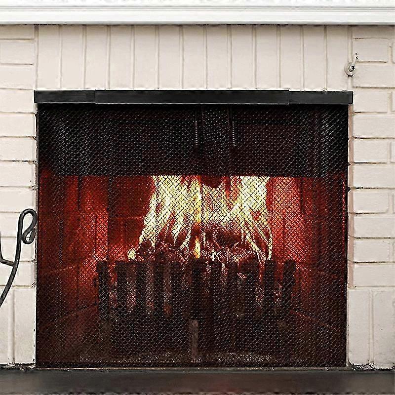 Adjustable Fireplace Rod Kit Rod and Valance Kit Install to Leveling the Fireplace Mesh Metal for Fireplace Spark Screen