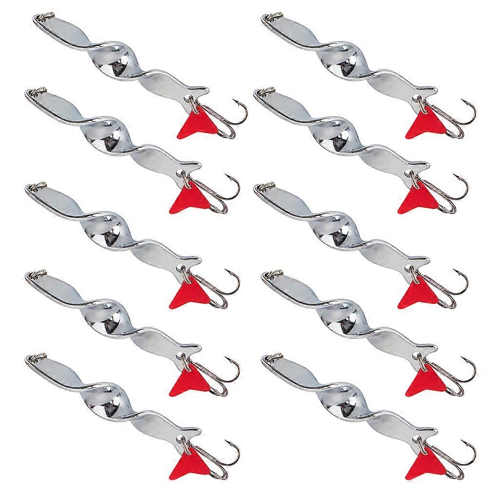Inline Spinner Baits High-Speed Spiral Lure Bait Fish 10g 6*1CM Silver 10Pcs
