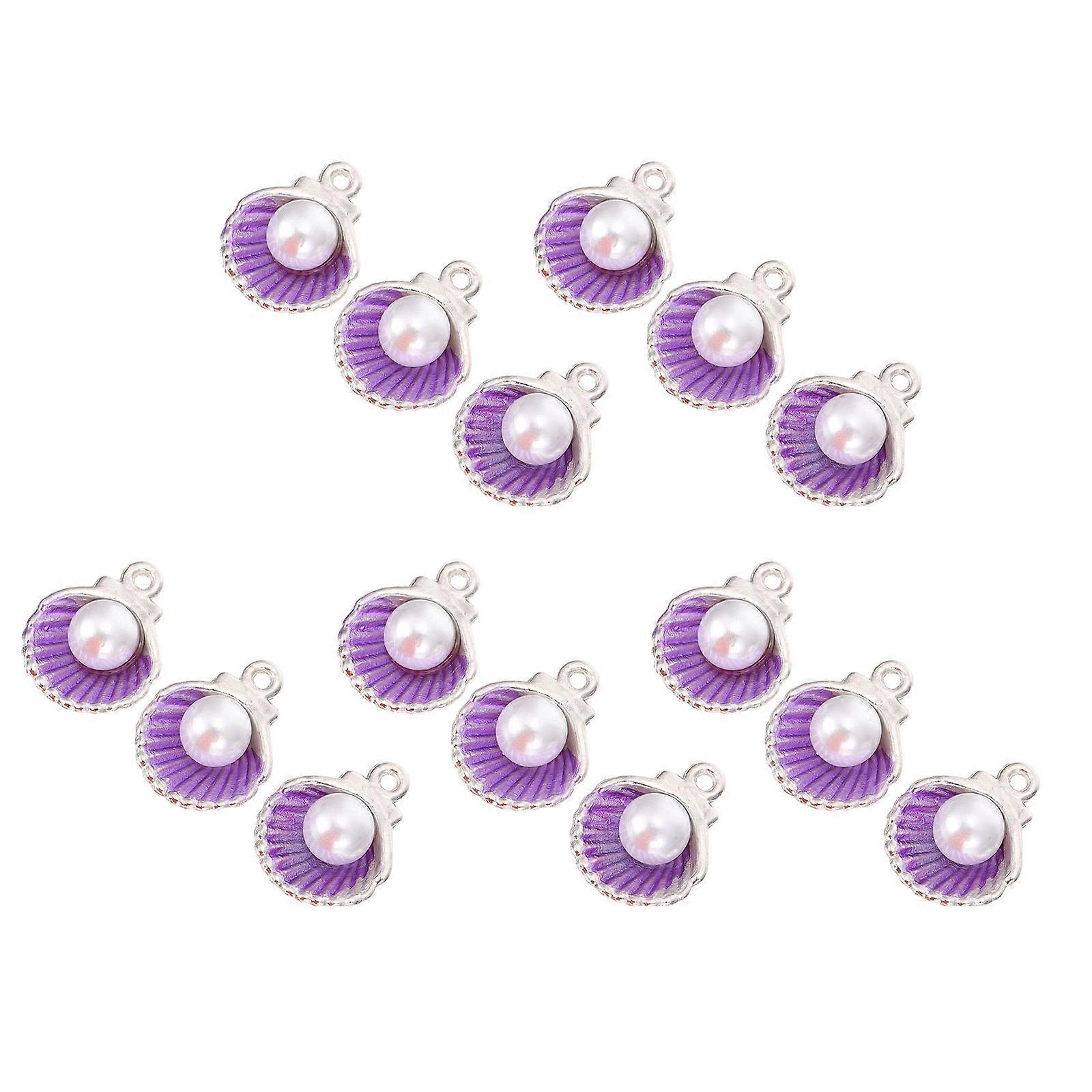 15PCS Shell Pearl Charms Enamel Pendants for DIY Jewelry Making – Necklaces, Bracelets, Earrings & Craft Projects – Elegant Realistic Design