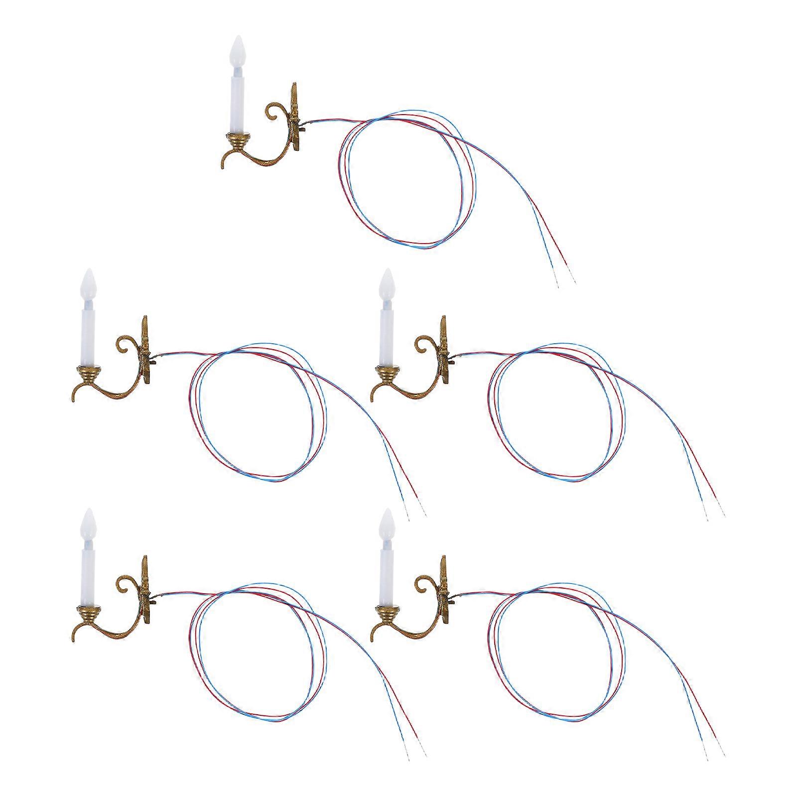 5pcs Mini House Wall Lamps Decorative Landscape Lights for Sand Table Layout