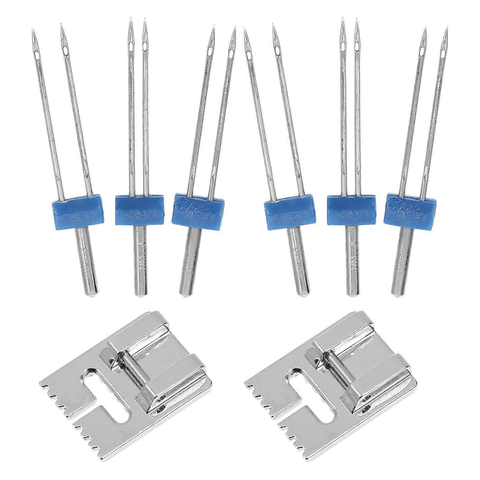 2 Sets Twin Needle for Sewing Machine with Pintuck Presser Foot Professional Double Needle
