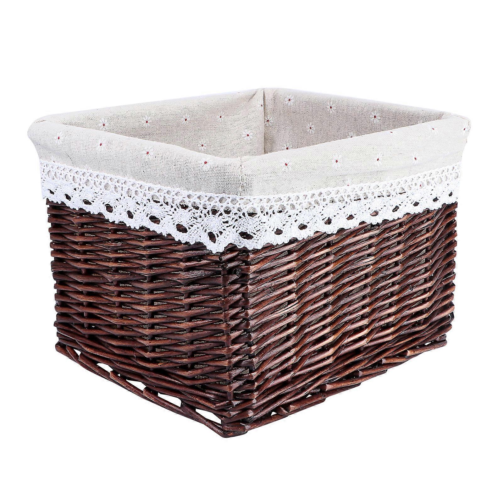 Hand-Woven Wicker Baskets Storage Solution for Home Organization Gift Giving Use with Linen Lining 1Set