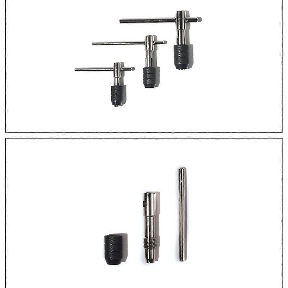 T-Handle Ratcheting Tap Wrench for Repair Use 3Pcs Adjustable Ratchet Tap Wrench