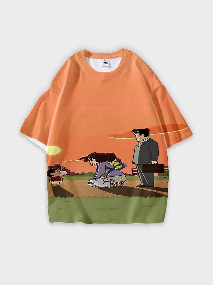 T-shirt girocollo Cartoon Pattern manica corta sciolta B1583