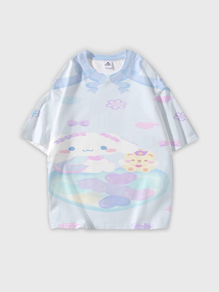 T-shirt round neck Cartoon Pattern loose short sleeve E1438